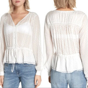 Frame size medium silk blend white polka dot top